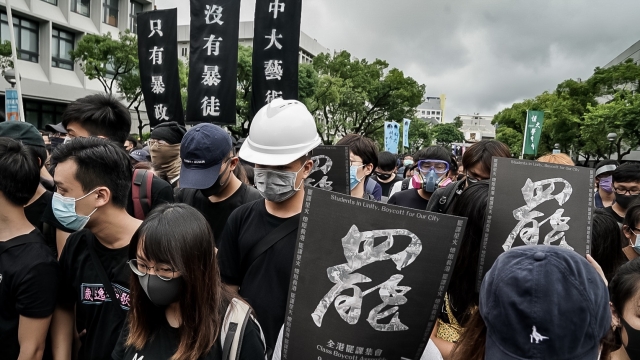 University students protest in Hong Kong.