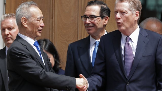 Liu He says goodbye to Treasury Secretary Steven Mnuchin and U.S. Trade Representative Robert Lighthizer.