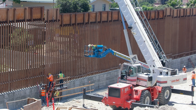 Construction of the border wall along the U.S.-Mexico border.