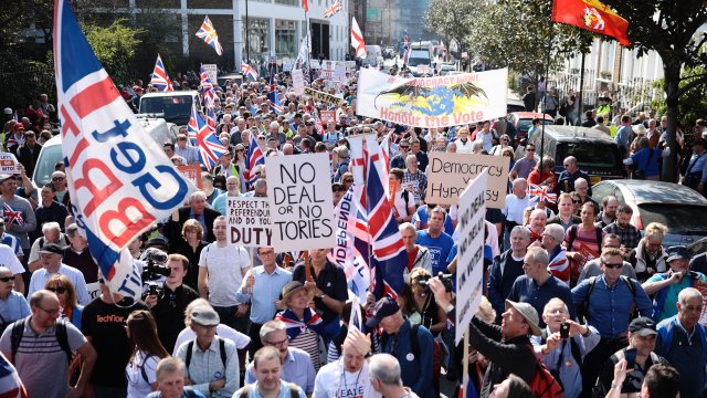 People march in Brexit demonstrations