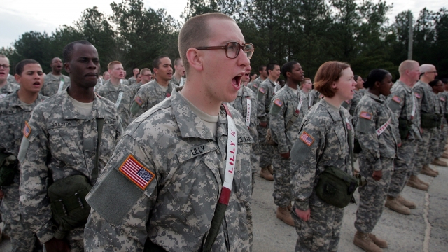 Soldiers in Army basic training