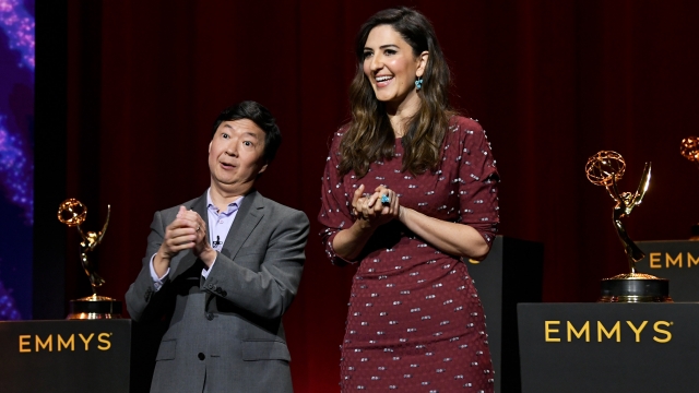 Ken Jeong and D'Arcy Carden at the Emmys
