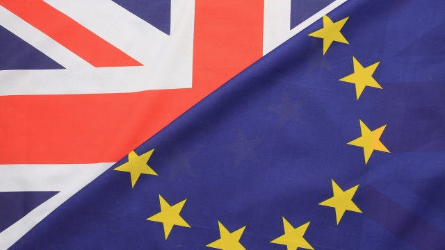 The EU and U.K. flags