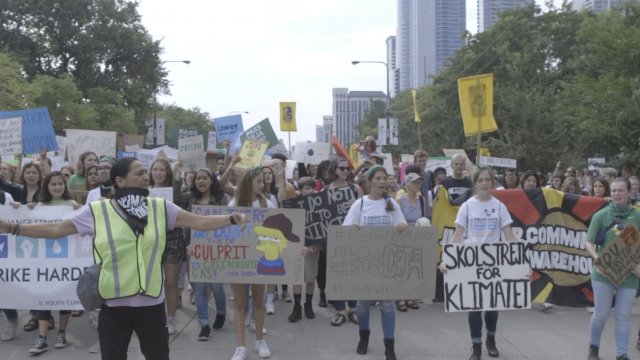 Climate change protesters in Chicago
