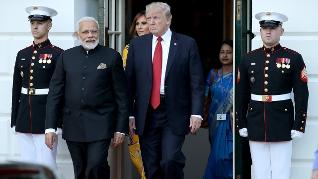 U.S. President Donald Trump escorts Indian Prime Minister Narendra Modi as Modi departs the White House June 26, 2017