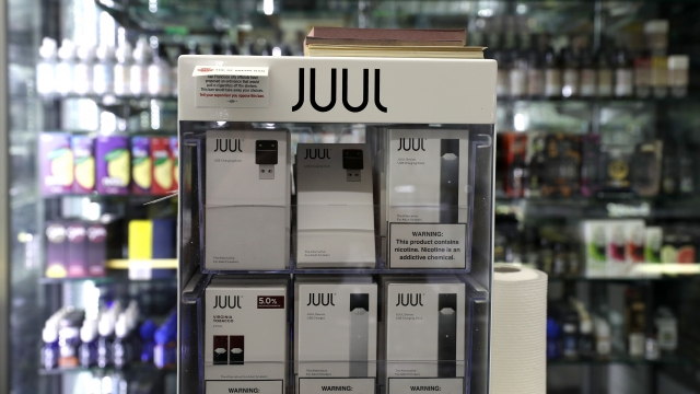 E-Cigarettes made by Juul in a display case