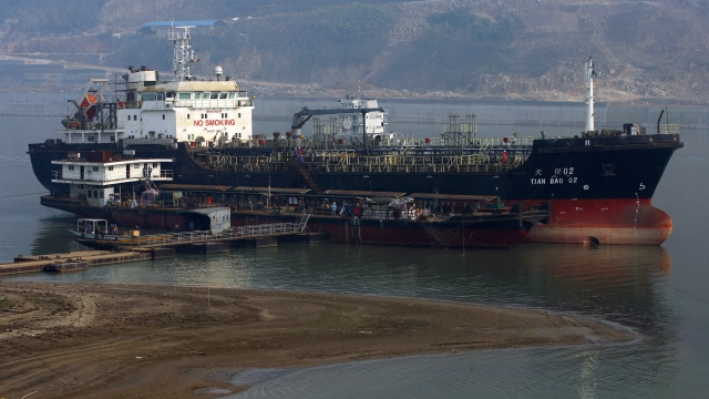 Oil tanker in Chongqing, China.