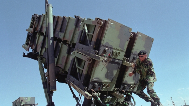 A U.S. solider trains on Patriot Missile System operations