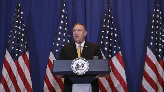 Secretary of State Mike Pompeo speaks during a press conference