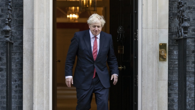 British Prime Minister Boris Johnson exits 10 Downing Street
