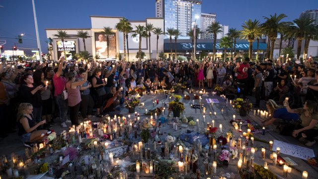 Mourners in Las Vegas after the 2017 mass shooting
