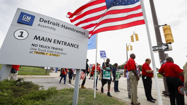 Union workers strike outside GM's Detroit-Hamtramck plant