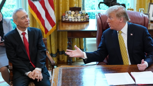 Chinese Vice Premier Liu He and U.S. President Donald Trump