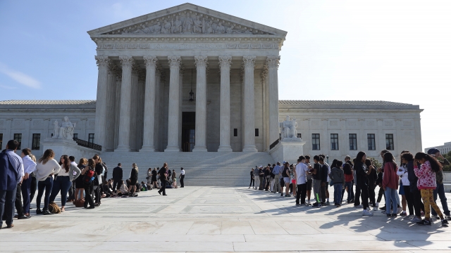 People in line outside the U.S. Supreme Court