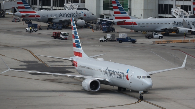 An American Airlines Boeing 737 Max 8 arriving from Washington's Ronald Reagan National Airport