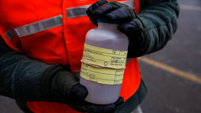 A water sample contaminated with lead