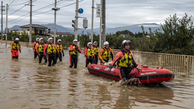 Search and rescue crews look for survivors in Japan after Typhoon Hagibis made landfall