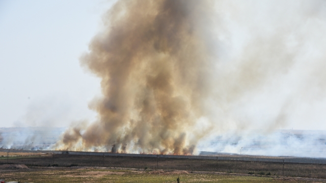 Smoke rises over Syrian town near Turkish border