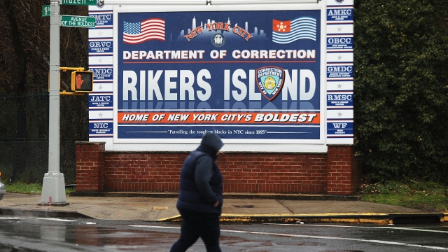 Sign for Rikers Island jail complex