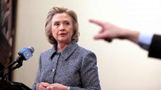 Former U.S. Secretary of State Hillary Clinton speaks to the media