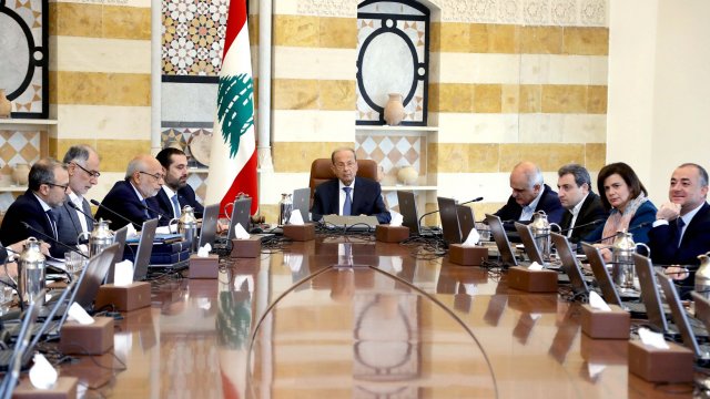 Lebanese President Aoun meets with the country's cabinet for talks on economic reform amid mass citizen protests.