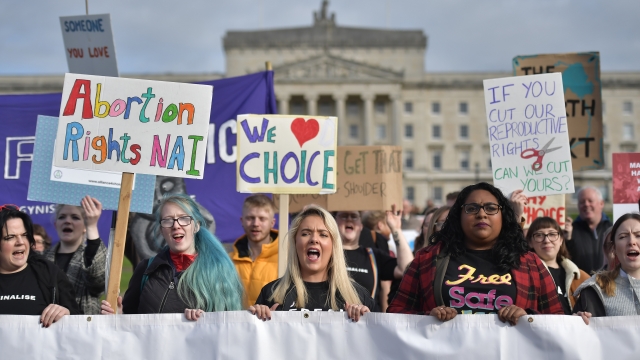 Abortion-rights demonstrators in Northern Ireland