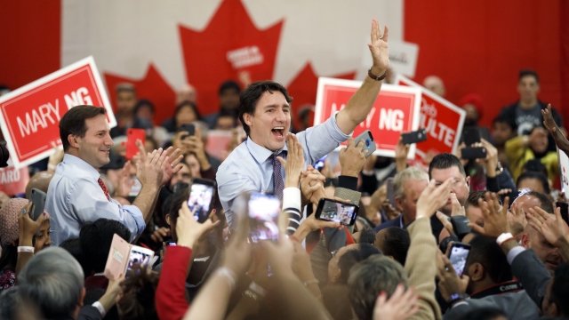 Liberal Leader and Canadian Prime Minister Justin Trudeau in a campaign rally ahead the federal election, on October 18, 2019