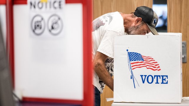 A man votes during a special election for North Carolina's 9th congressional district on September 10, 2019.
