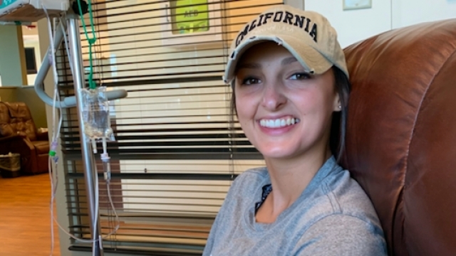 Madison Webb, 22, undergoes chemotherapy treatment for breast cancer.