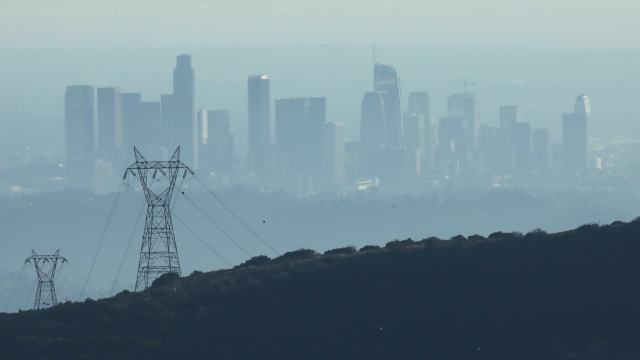 Smog over Los Angeles skyline