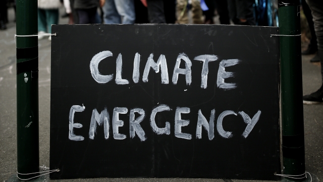 A "Climate Emergency" sign at a protest