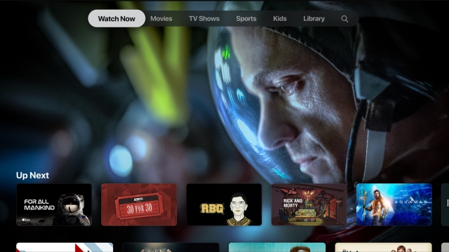 Apple TV Plus app page on television.