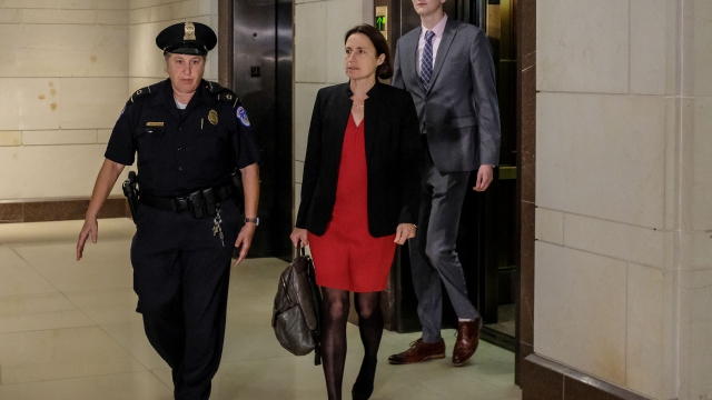 Fiona Hill arrives for her deposition in House impeachment inquiry on Oct. 14.