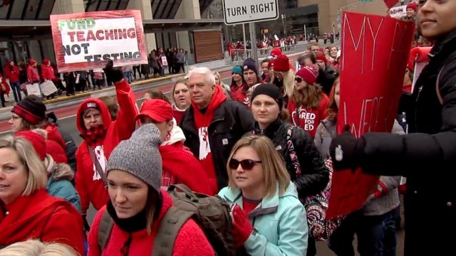 Protesters at the "Red For Ed Action Day" rally in Indianapolis.