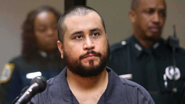 George Zimmerman faces a Florida judge during a first-appearance hearing on charges including aggravated assault
