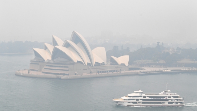 Smoke haze over Sydney Harbour with the Opera House hardly visible on Dec. 10, 2019 in Sydney, Australia