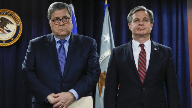 U.S. Attorney General William Barr and FBI Director Christopher Wray