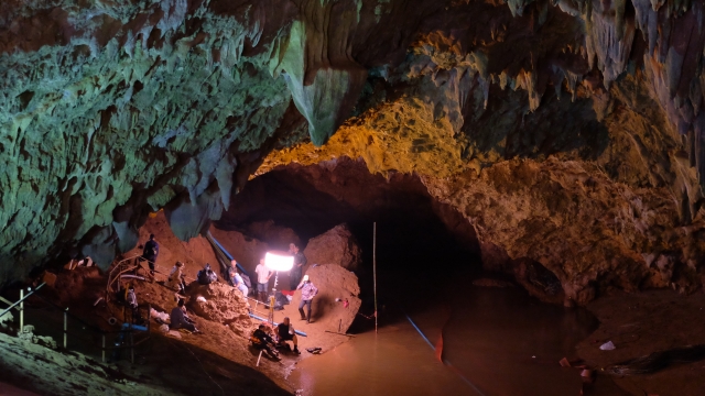 Rescuers inside Tham Luang Nang Non cave