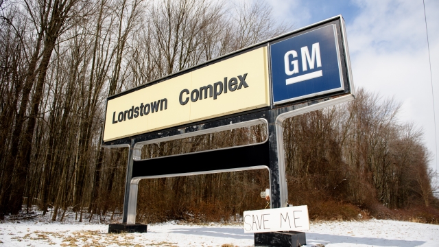 A GM sign outside a closed facility in Ohio