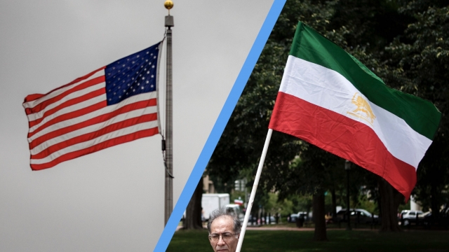 American flag and Iranian flag