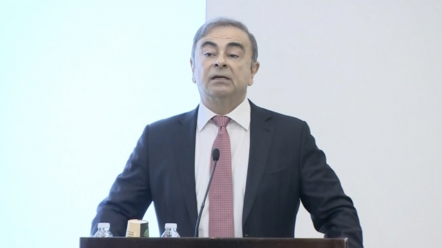 A screengrab from Carlos Ghosn's press conference on Wednesday