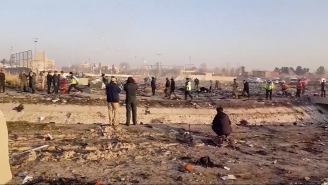 The crash site of a Ukrainian jetliner