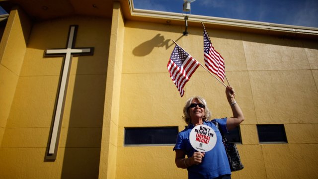 A conservative woman outside of an evangelical church in Florida.