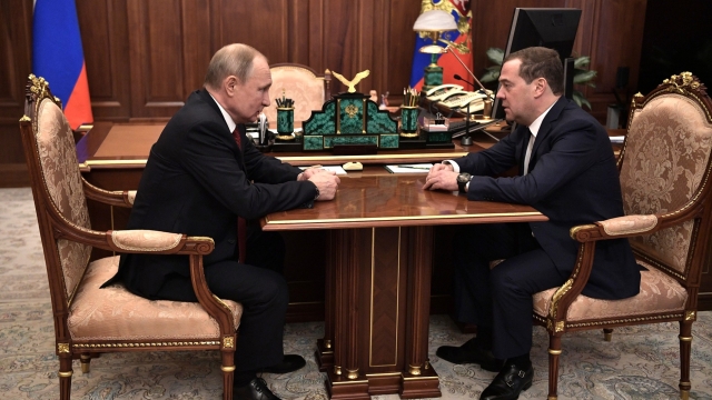 Russian President Vladimir Putin meets with Prime Minister Dmitry Medvedev