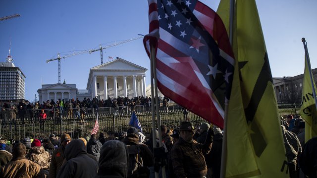 Gun rights advocates attend a rally in Richmond, Virginia