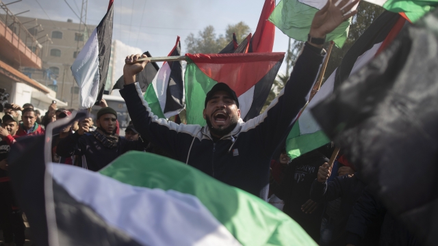 Palestinian protesters in Gaza City