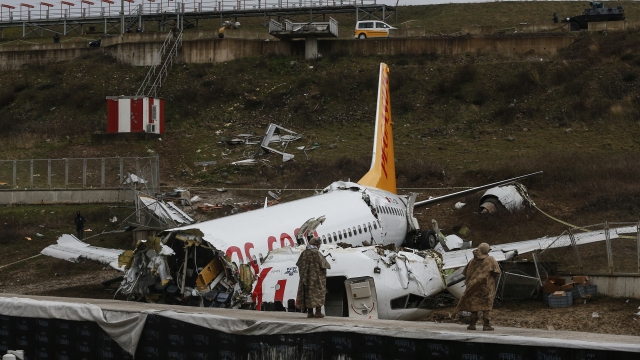 The remains of the wrecked Pegasus Airlines plane