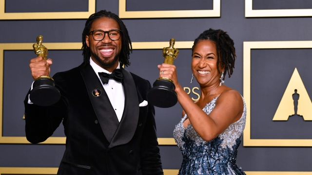 Director Matthew A. Cherry and Producer Karen R. Toliver of "Hair Love" win Oscar for Animated Short Film