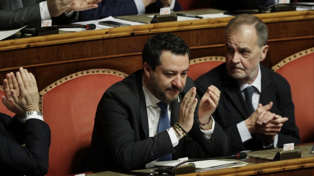 Matteo Salvini, leader of right-wing League Party, attends session in Italian Senate.