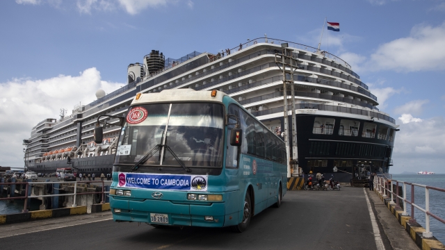 The Westerdam cruise ship docked in Cambodia